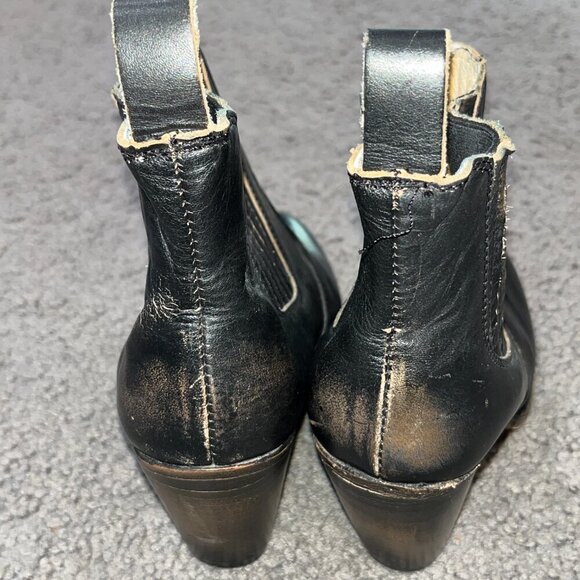 FREEBIRD by Steven MORGAN CHELSEA Black Distressed Leather Ankle Boot Booties 8 - Picture 7 of 10